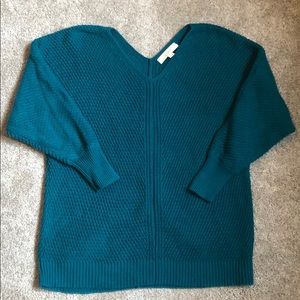 LOFT Teal v-neck cotton sweater - size S